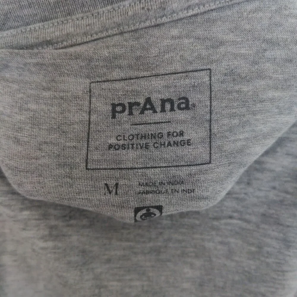 Prana Long Sleeve Graphic Print Shirt Men's Medium Gray Double Sided Cotton